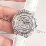Perfect Replica Cartier Ballon Bleu 36mm Womens Watchs - White Diamond Dial 